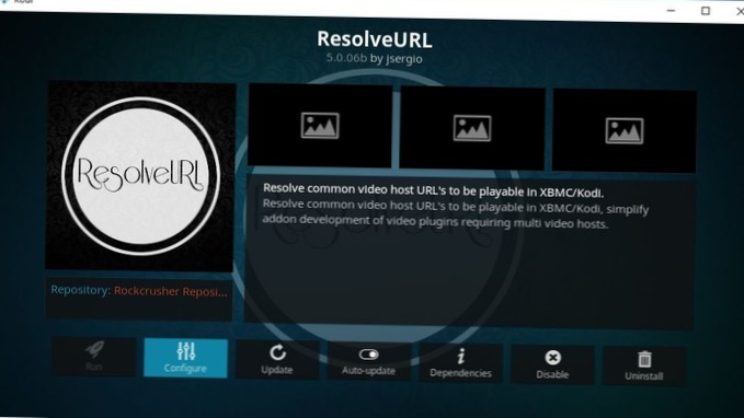 Verwendung von ResolveURL, der URLResolver Fork-Abhängigkeit für Kodi