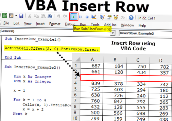 indsæt specifikt antal rækker i excel vba