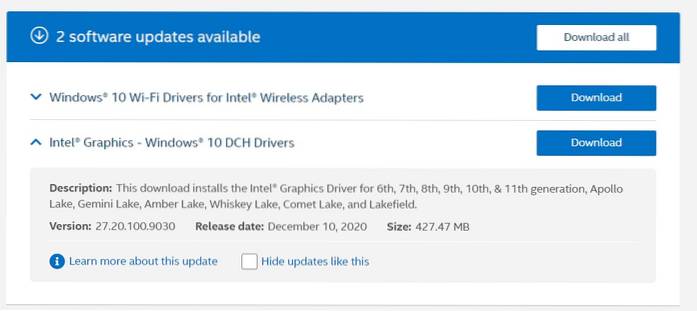Intel GPU-drivrutinsuppdatering för december 2020 åtgärdar problem med spel