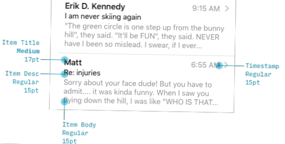 Iphone typografie richtlijnen