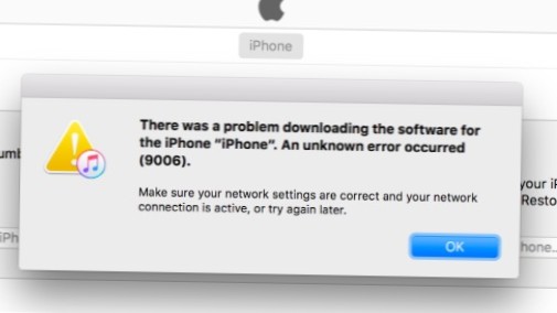 iTunes se nemohly připojit k tomuto iPhone, došlo k neznámé chybě