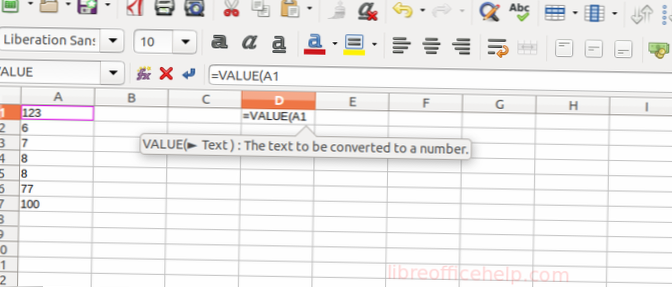 libreoffice počet čísel