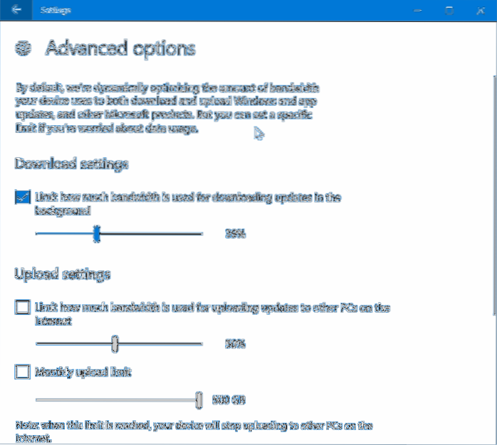 Begræns brug af Windows-opdateringer båndbredde i Windows 10