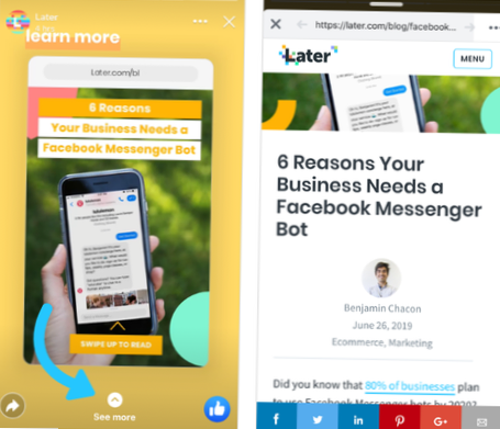 Links in facebook stories