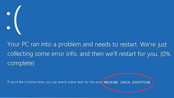Errore di eccezione di controllo macchina nella correzione PC Windows 10
