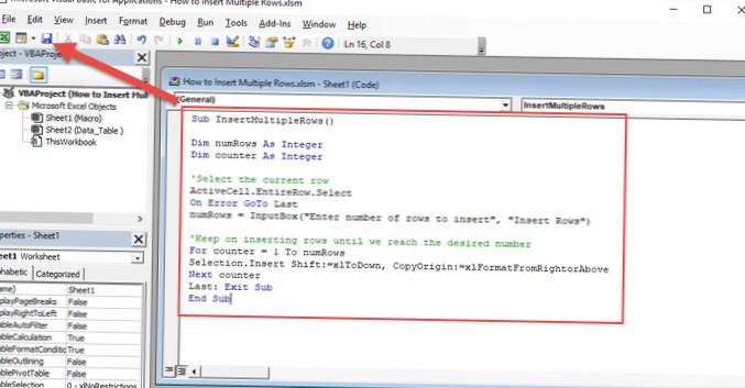 macro to insert multiple rows in excel