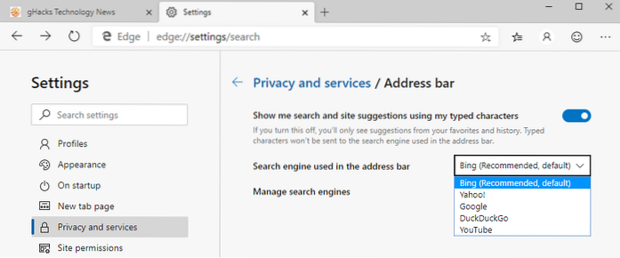 [Microsoft Edge] Set Google as the Default Search Engine