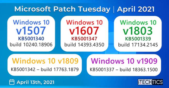 Microsoft Patch Tuesday for all Windows 10 Versions for April 2021 (Offline Installers)