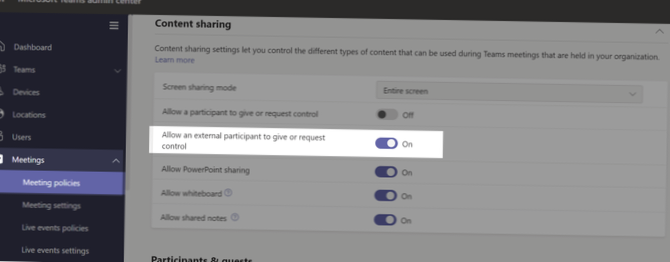 Microsoft Teams Przekaż kontrolę i poproś o kontrolę podczas spotkania