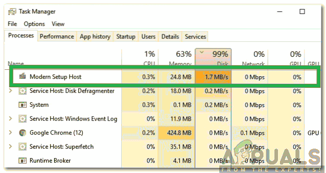 Correção de uso excessivo de disco de host de configuração moderna no Windows 10