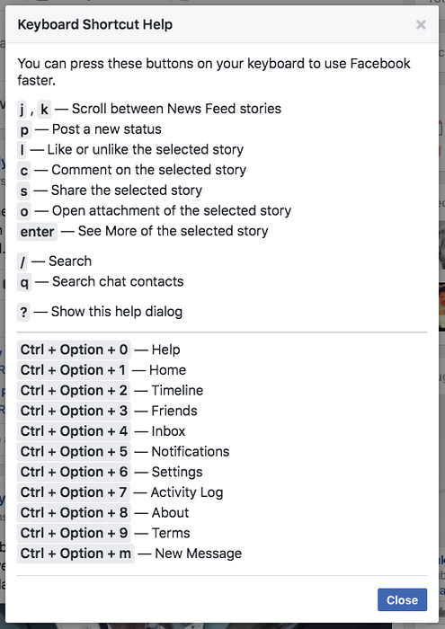 Navigare in Facebook con queste scorciatoie da tastiera