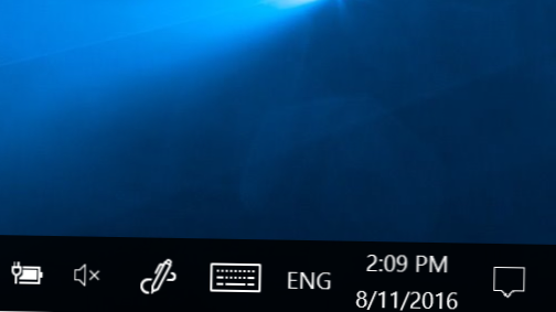 icônes de la zone de notification windows 10