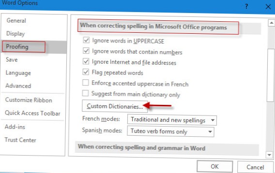 Office 2016 umístění vlastního slovníku