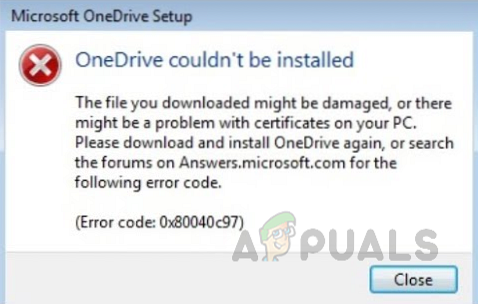 OneDrive-installationsfejlkode 0x80040c97 i Windows 10 Fix