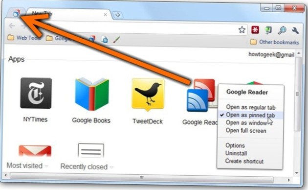 apri le app di Chrome in una nuova scheda