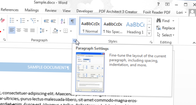 Paragraph in Word
