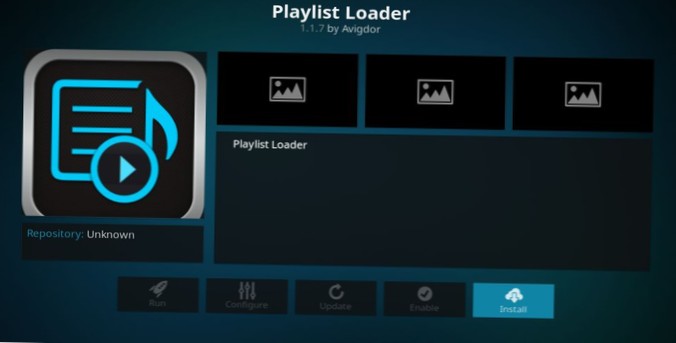 Caricatore di playlist Componente aggiuntivo Kodi Gestisci e mantieni le playlist su Kodi