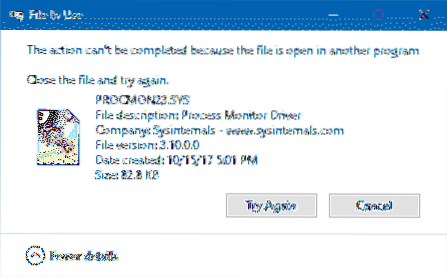 Monitor de processo “Incapaz de escrever PROCMON23.SYS ”Habilitando Log de Inicialização