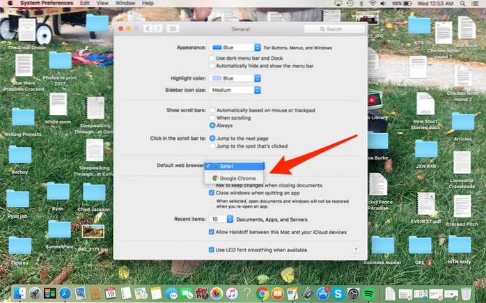 Bytt raskt standard nettleser på Mac Fra menylinjen