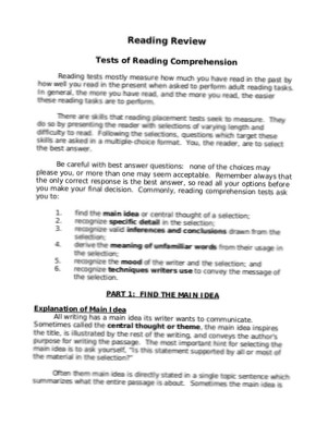 Reading Comprehension test