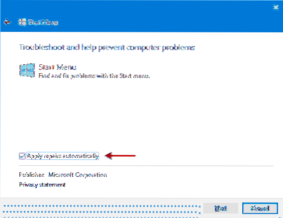 Reinstall or Repair stuck Windows 10 Start Menu