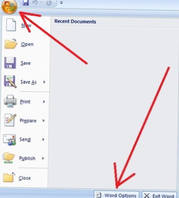 fjerne nylige dokumenter fra word 2007