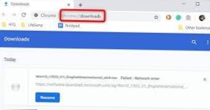 reanudar descarga fallida chrome android