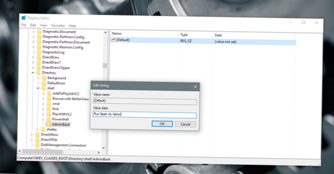 Führen Sie Bash As Admin über das Kontextmenü in Windows 10 aus