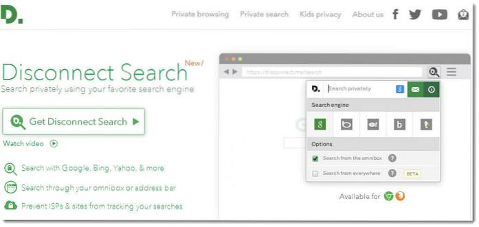 Căutați anonim pe Google folosind Disconnect Search
