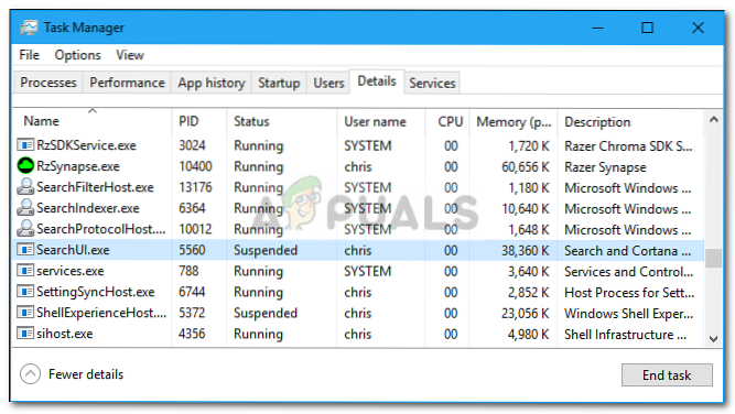 SearchUI.exe Suspended Error on Windows 10 Fix