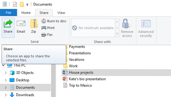 Send Files to Email via File Explorer Share Button in Windows 10