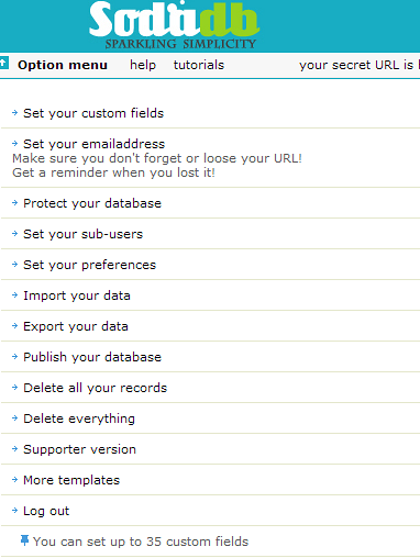 Vytvořte bezplatnou online databázi pomocí Sodadb