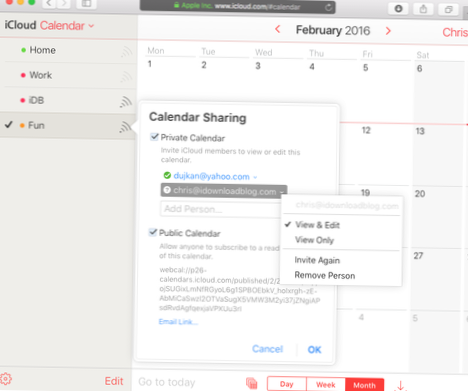 Compartilhar calendário iCloud