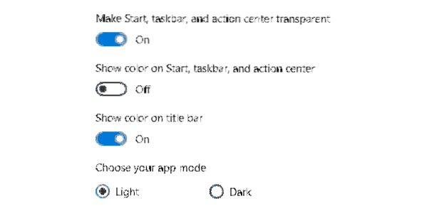 Zobrazit barvu na záhlaví, ale ne na hlavním panelu a nabídce Start ve Windows 10