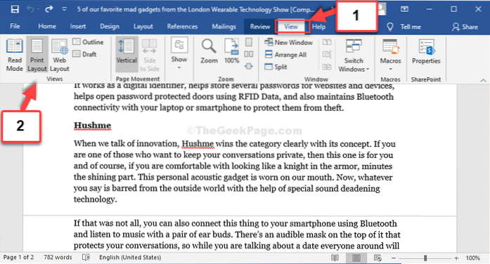 Solved Header And Footer Areas Missing In Word Document