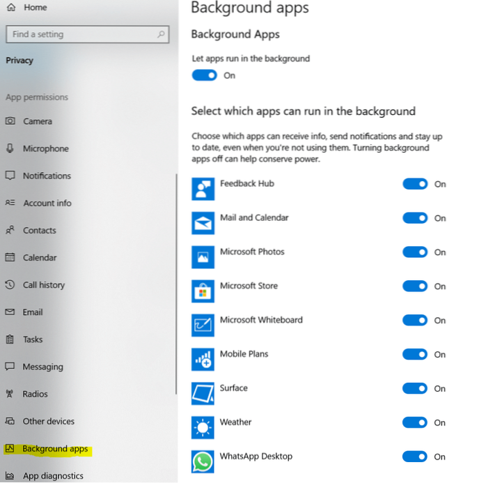 Accelerați Windows 10 dezactivând aplicațiile de fundal