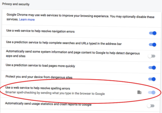 il controllo ortografico non funziona in Chrome