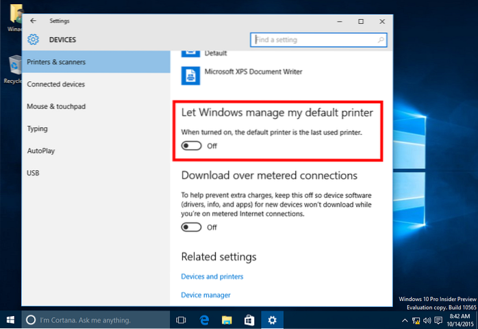 Stop Windows 10 from Changing the Default Printer Automatically