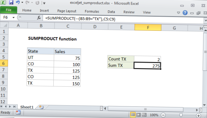 SUMPRODUCT COUNTIF