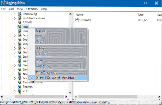 Cambie entre HKCU y HKLM rápidamente en el Editor del registro
