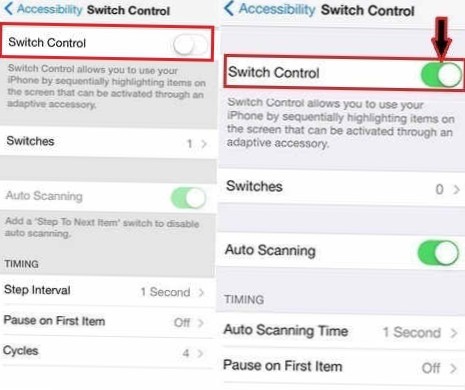 schakel controle iphone uit