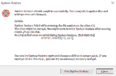 System Restore Failed with error 0x81000204 in Windows 10 Fix