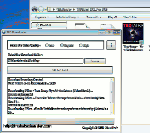 TED Downloader vă permite să descărcați simultan toate videoclipurile TED