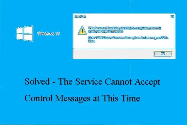 The service cannot accept control messages at this time Fix