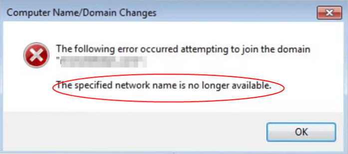 Det angitte nettverksnavnet er ikke lenger tilgjengelig Fix i Windows 10