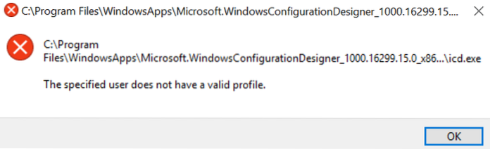 The specified user does not have a valid profile error Fix