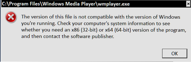 Esta versión del archivo no es compatible con la versión de Windows que está ejecutando Fix