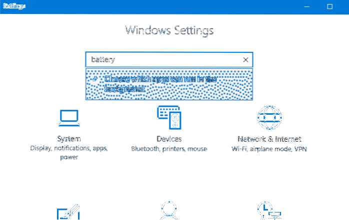 Desligue os aplicativos de segundo plano para economizar energia no Windows 10