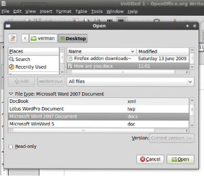 Ubuntu HowTo Open .docx File In OpenOffice