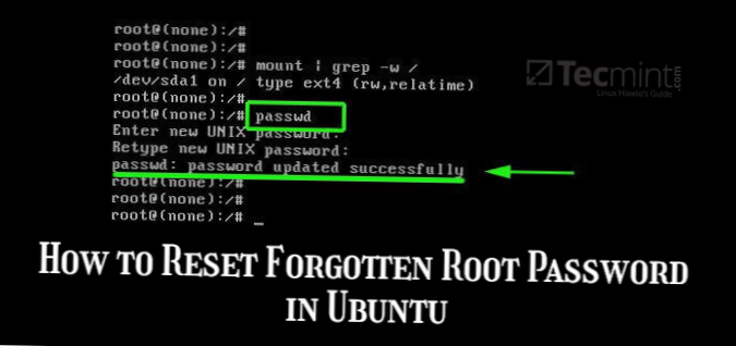 Ubuntu resetează parola de root sau parola de utilizator [Ghid]